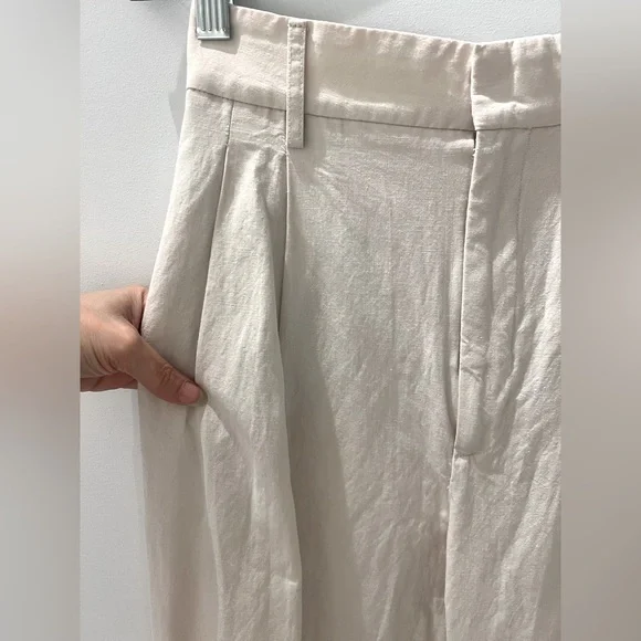 SOLD Zara Wide Leg Linen Blend Pants - Ice - Picture 5 of 7